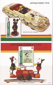 Sierra Leone-1995 Disney Antique Toys - Set of 2 Stamp Sheets 19Q-191