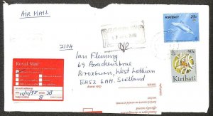 KIRIBATI SCOTT #644 & 721 STAMPS TO SCOTLAND TYPE 45 TAPE COVER 1998