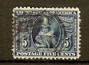 Scott #'s 330, 5c Jamestown Expo, Fine Centering, Used