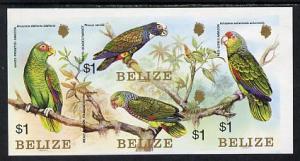 Belize 1984 Parrots set of 4 in imperforate se-tenant blo...