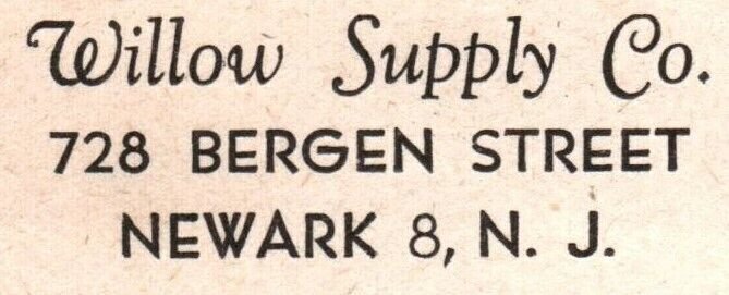 WILLOW SUPPLY CO. NEWARK N.J. CORNER CARD SLOGAN BUILD YOUR FUTURE 3c 1948