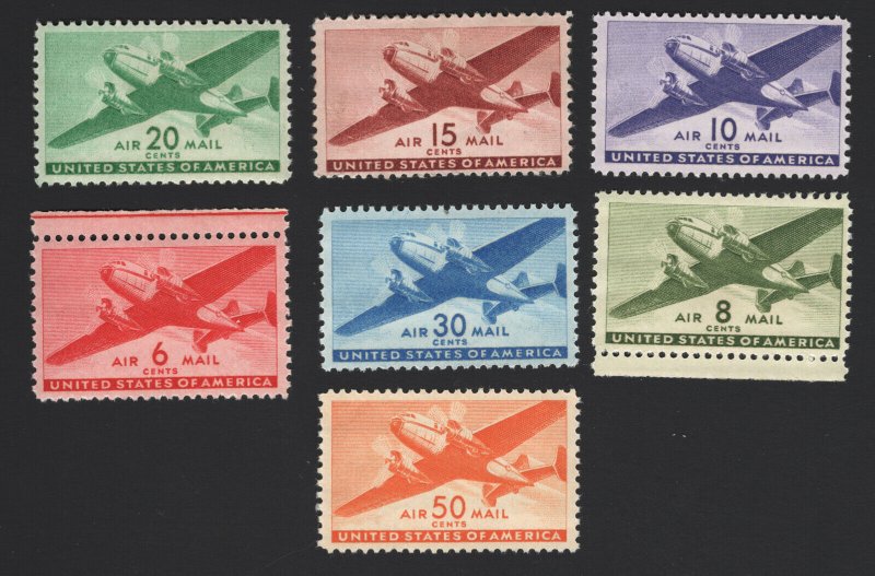 United States MINT Scott C25 - C31  F-VF  MNH  #P4  - BARNEYS