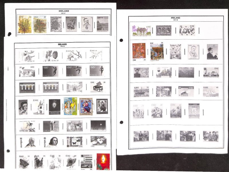 Ireland Stamp Collection on 15 Harris Pages, 1922-1988 (BJ)
