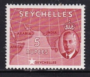 Album Treasures Seychelles Scott # 170  5r  George VI  Map  MLH