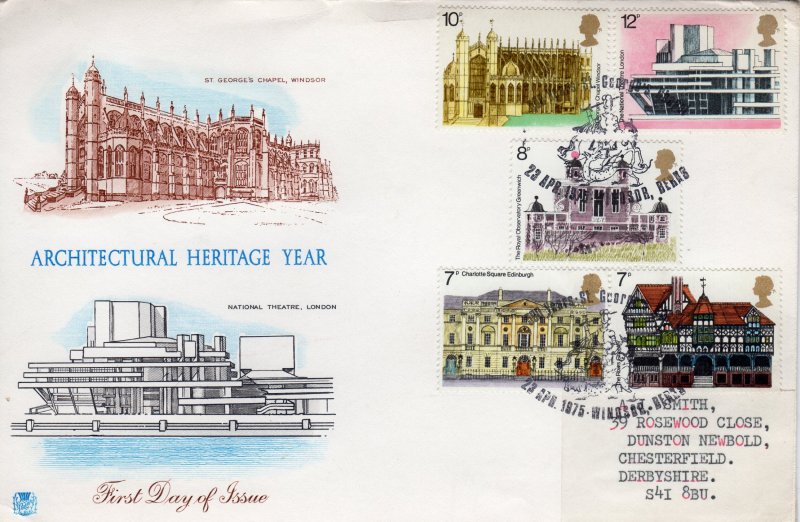 Great Britain 1975  FDC, Illust Architecture Heritage Cancel WINDSOR