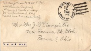 United States Korean War Soldier's Free Mail 1951 U.S. Navy 12867 Br., Unit 4...