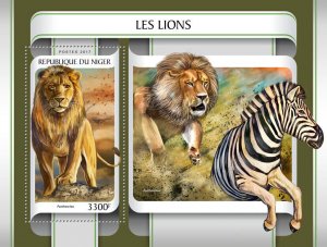 Wild Animals Lions Stamps Niger 2017 MNH Lion Big Cats Fauna 1v S/S