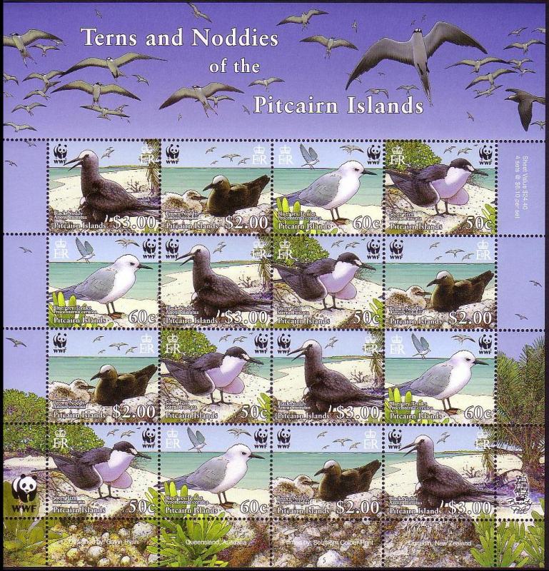 Pitcairn WWF Seabirds Sheetlet of 4 sets SG#724-727 MI#717-720 SC#647a-d