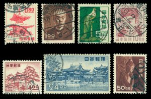 JAPAN 1950-51  National Treasure set   Sk# 341-347 used