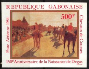 Gabon 1984 Art Paintings Edgar Degas Horses Imperf. MNH