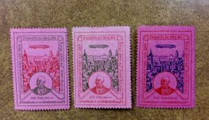 Germany, ZEPPELIN Cinderella Poster Stamps lot of 3 different colors pink paper