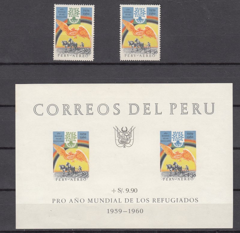 Z2987 1960 peru mnh set + s/s #c163-4a WRY emblem