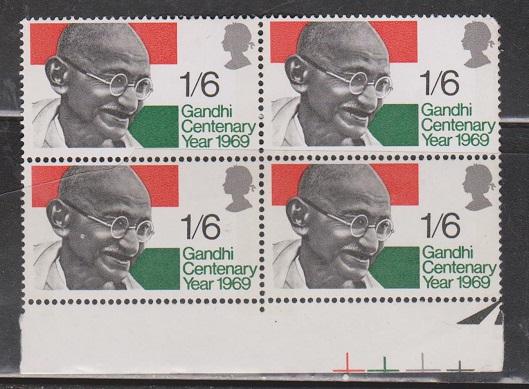 GREAT BRITAIN Scott 600 MNH - Ghandi Issue Block Of 4