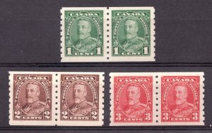Premium Set : 1935 Canada Sc #228-30 - KGV Pictorial Coil Stamps - MNH Est$140