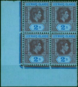 Leeward Is 1947 2s Deep Purple & Blue-Blue SG111ab V.F MNH Corner Block of 4