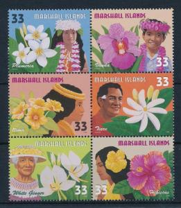 MARSHALL ISLANDS 1999 COMPLETE MINT BLOCK OF 6, FLOWERS OF THE PACIFIC SC #701