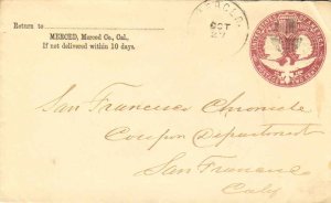 United States California Merced c1894 segmented cork  2c Columbian Envelope.