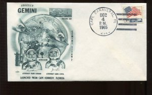 GEMINI TITAN 7 LAUNCH DEC 4 1965 COVER CAPE CANAVERAL HANDSTAMP CCL GT255