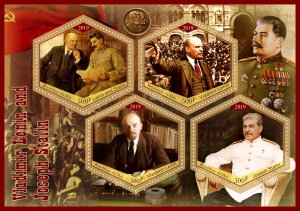 Stamps. Famous people. J. Stalin, V. Lenin  2019 1+1 sheets perforated