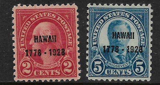UNITED STATES 647-648 HINGED  HAWAII 1778-1928