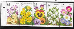 US#3029a  Garden Flowers booklet pane of 5 (MNH) CV $3.75