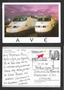 SD)2002 SPAIN  POSTCARD HIGH SPEED TRAIN -MADRID, KING JUAN CARLOS I, WITH A V