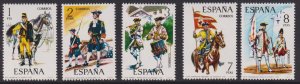 Spain  #1824-1828  MNH  1974  uniforms