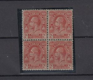 Turks & Caicos KGV 1922 2/- Mint Block of 4 SG174 MNH JK7393