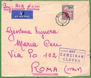 ZA1510 - ZANZIBAR - POSTAL HISTORY - OVERSIZED COVER to Italy 1962 PROPAGANDA