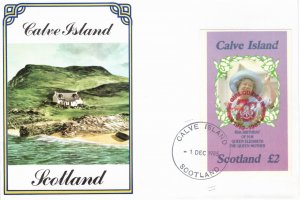 Calve Island (Scotland) 1985 Red overprint 2 pound souvenir sheet FDC