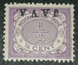 Netherlands Indies 1/2 cent 1908 Java overprint inverted