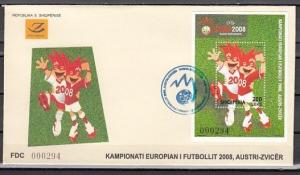 Albania, Scott cat. 2852. European Soccer s/sheet. First day cover.