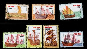 North Vietnam. Scott 2126-2132 Used CTO Sailing ship set