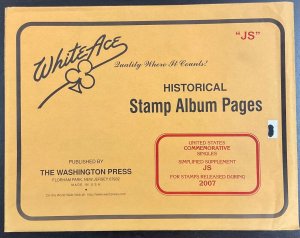 White Ace Historical Stamp Album Pages US Comm Simplified Supplement JS 2007 NEW