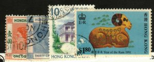 Hong Kong #161B, 194, 586, 859 used