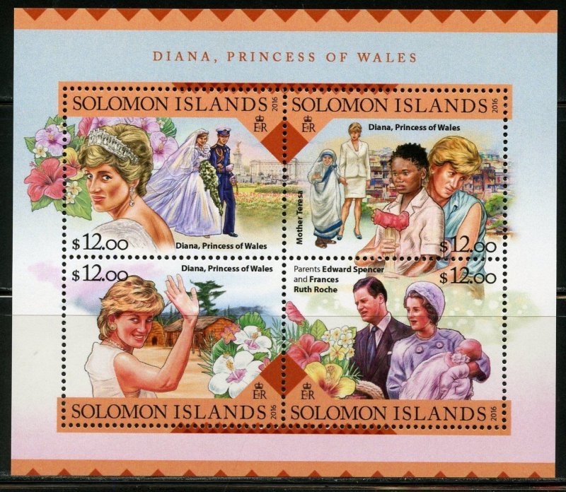 SOLOMON ISLANDS  2016 PRINCESS DIANA SHEET  MINT NH