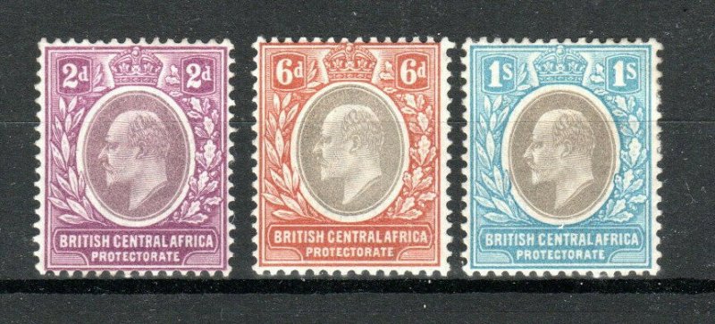 Nyasaland 1903-04 2d, 6d and 1s SG 60, 62 and 62b MLH 