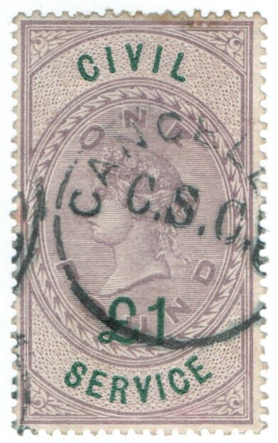 (I.B) QV Revenue : Civil Service £1 (1895)