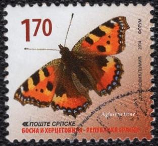 Bosnia and Herzegovina (Serb) 490 - Used  - 1.70m Butterfly (2014) (cv $2.40)