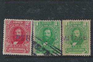 HONDURAS  (P0206B)   1903  LOT OF 9  CANCELS   VFU