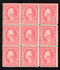 MOMEN: US STAMPS #467 5c P10 ERROR IN BLOCK OF 9 MINT OG NH LOT #80200