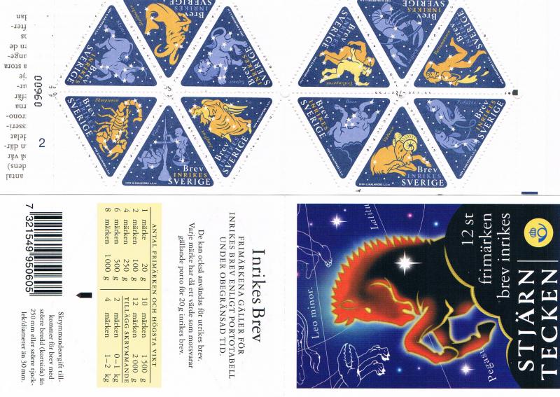 Sweden 2355a MNH Booklet Signs of Zodiac 1999 (S1061)