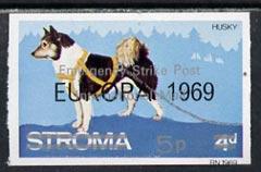 Stroma 1971 Dogs 5p on 4d (Husky) imperf single overprint...