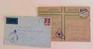 EGYPT  BDG P2 GREEN 1943 also AIF FPO #21  ,1942 BOTH TO NEW SOUTH WALES