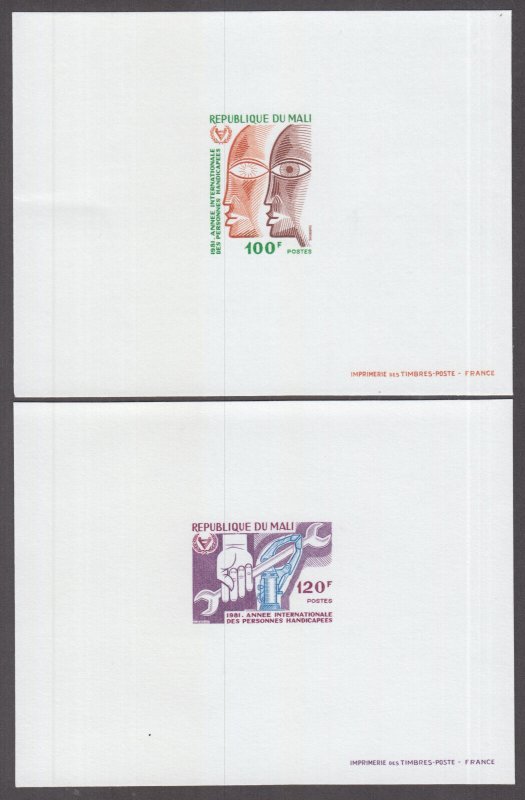 MALI Sc # 421-2 CPL SET of 2 PROOF CARDS, INTERNATIONAL YEAR of the HANDICAPPED