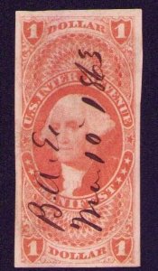 US Stamp # R72a $1.00 Manifest VF Margins Revenue CV $47.50 -