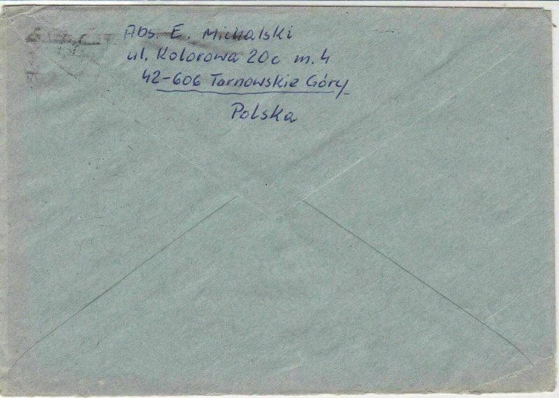 Poland 1979 Tarnoskie Cancel 2x Stamps 1x train 1xPeople Cover to Unna Ref 25615 