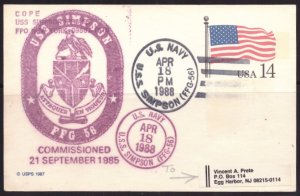 F2113   UNITED STATES   Postal Card       USS Simpson