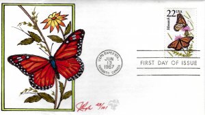 Pugh Designed/Painted Monarch Butterfly FDC...15 of 101 created!
