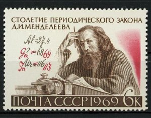 Soviet Union Dmitri Mendeleev Periodic Table Science Individual Stamp Mint NH